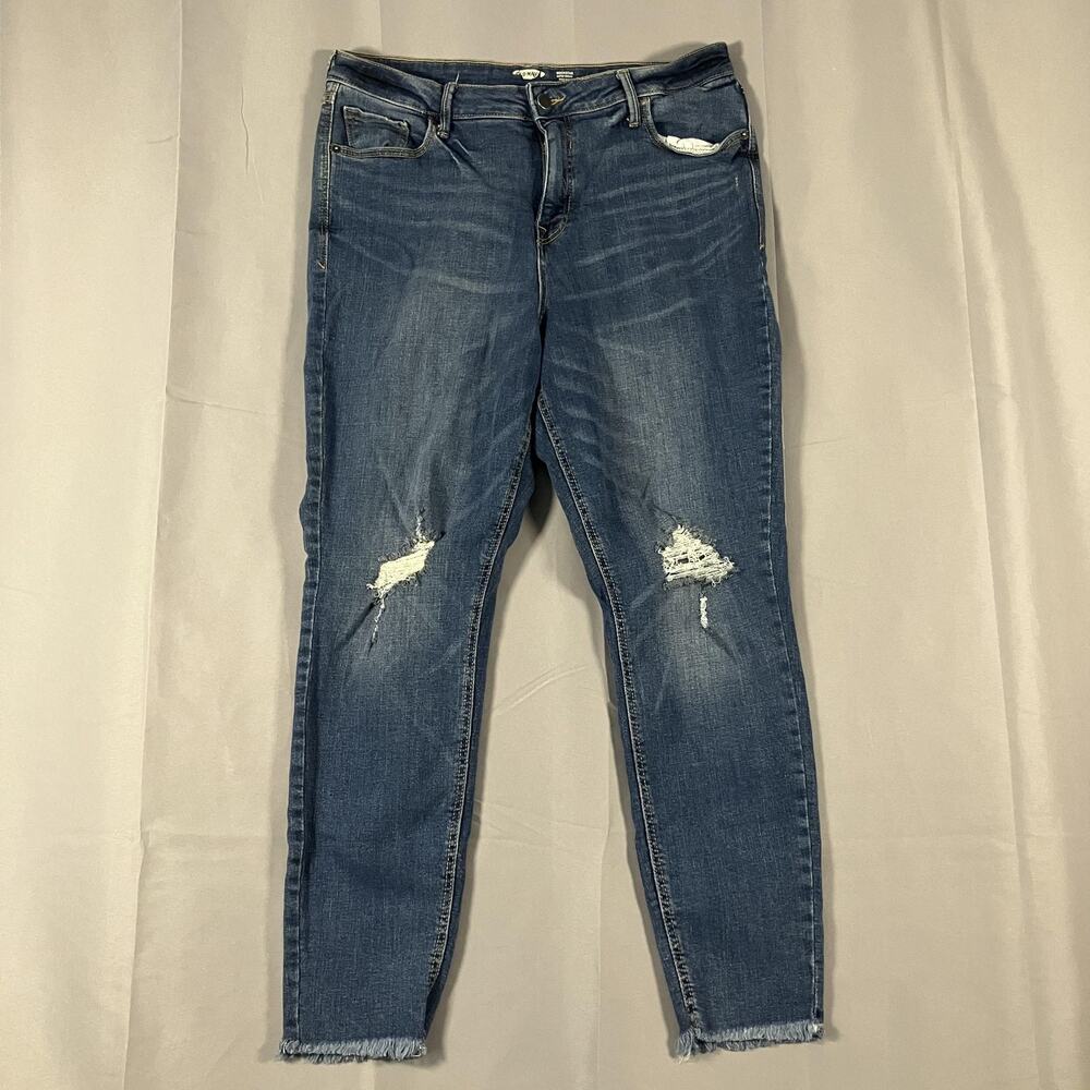 Old Navy Rockstar Jeans Womens 14 Blue Distressed Secret‎ Slim Pockets High Rise